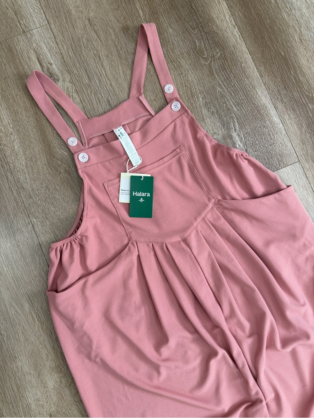 NWT Halara Pockets Waffle Casual Jogger Overalls Rose Tan Size Large - Picture 7 of 10